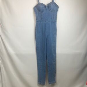 Stylish Blue Skinny Denim Jumpsuit